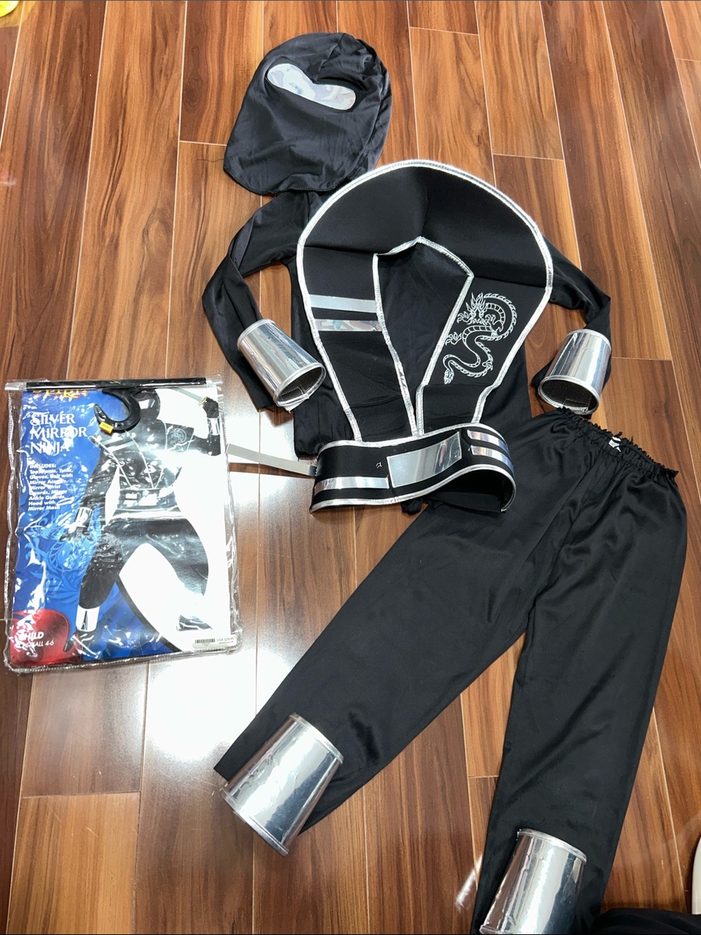 Small kids ninja silver mirror ninja costume